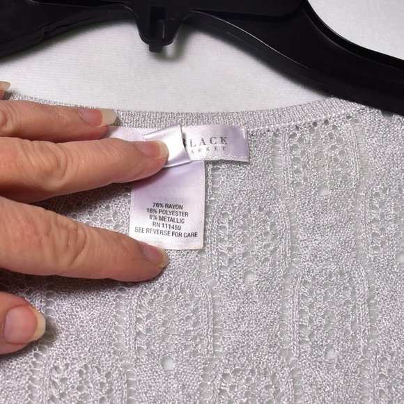 White House Black Market Silver Women's Singel Button Cardigan Sweater Size Smal - Picture 3 of 6